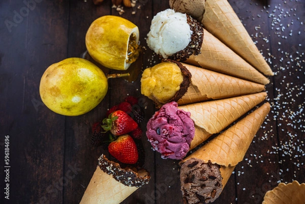 Obraz Helados de sabores frutales