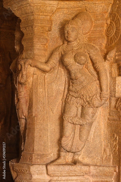 Obraz ancient stone carving in indian temple