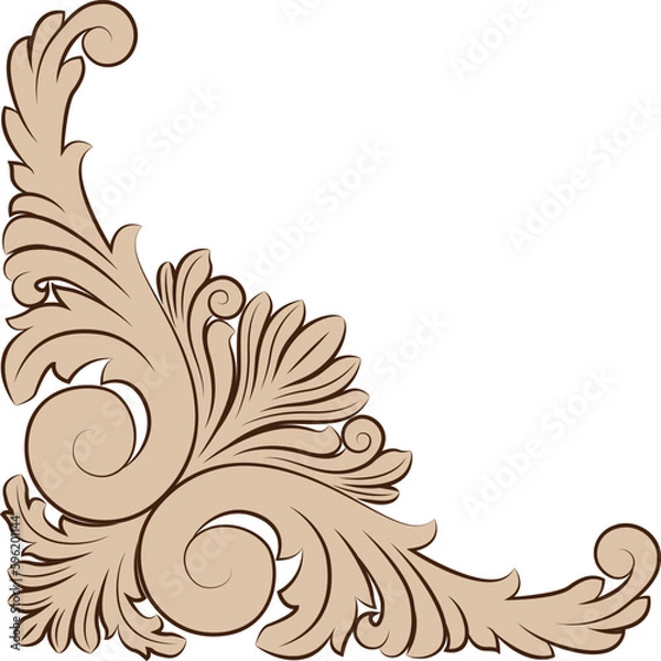 Fototapeta retro graphic ornament. Floral design element