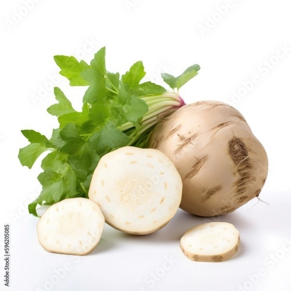 Obraz Jicama Isolated on White. Generative AI