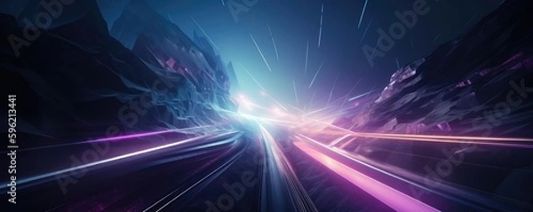 Obraz fast light streaks background. generative ai