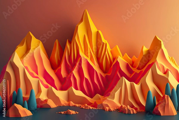 Obraz Plasticine mountains. Generative AI.
