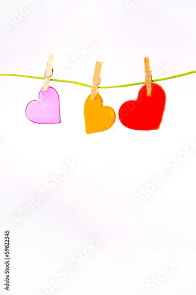 Obraz Two color hearts on the line