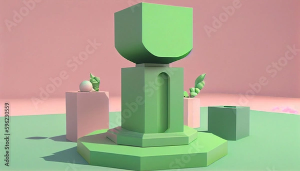 Fototapeta 3D podium display with green ecology look