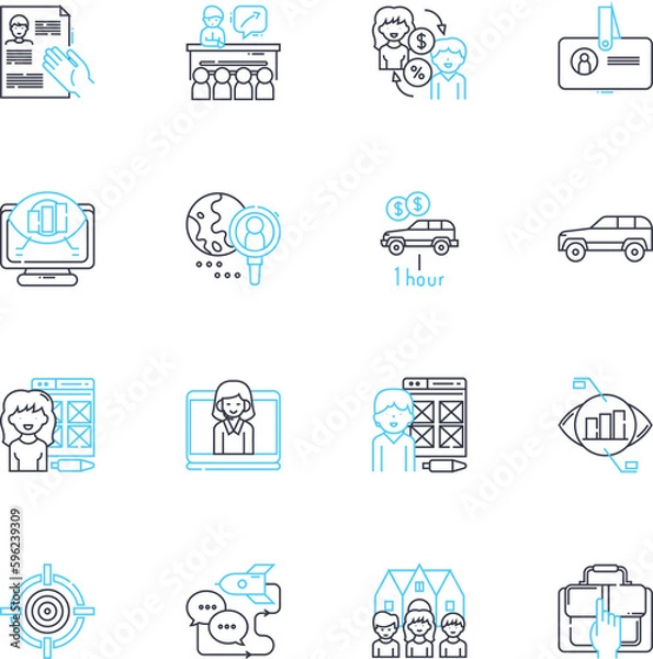 Obraz Skill Enhancement linear icons set. Mastery, Expertise, Proficiency, Enhancement, Refinement, Advancement, Development line vector and concept signs. Progression,Empowerment,Specialization outline