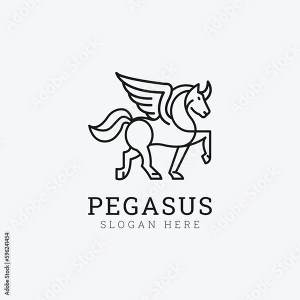 Obraz Pegasus Line Vector Logo Design Template Element