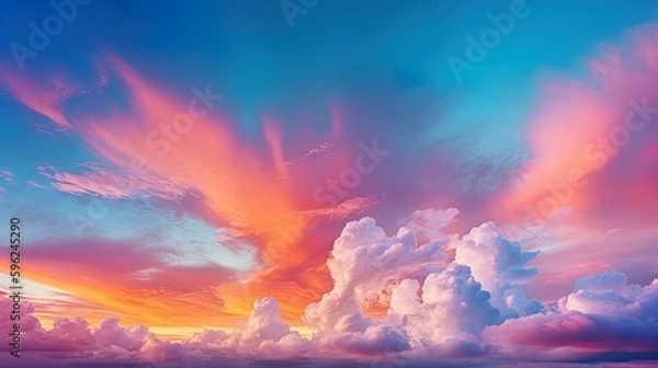 Fototapeta Fantastic view Beautiful sunset sky twilight times sky and clouds in dramatic background.