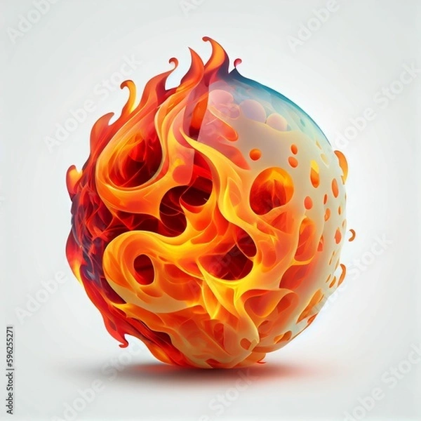 Fototapeta Sparks form a fireball on a white background.  Generative AI.