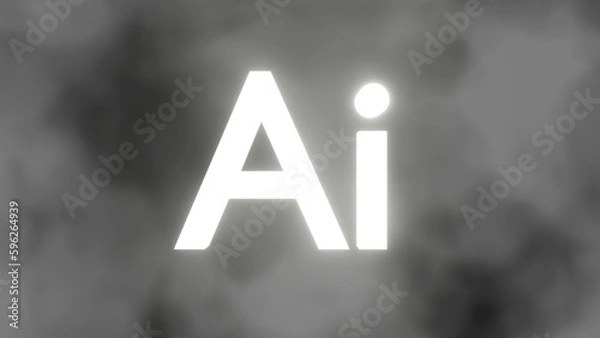 Obraz 3d Ai text with glow on a cloudy background