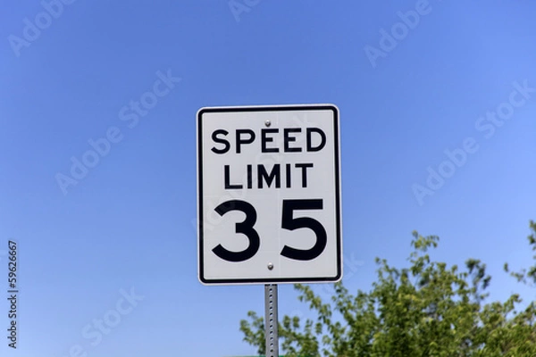 Obraz Znak drogowy - ograniczenie prędkości 35 mph