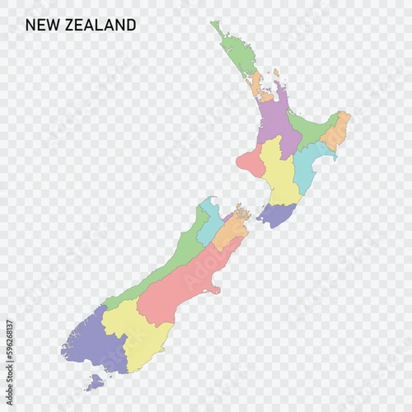 Fototapeta Isolated colored map of New Zealand with borders