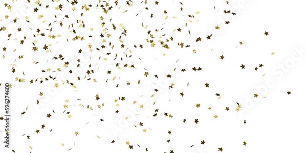 Fototapeta Gold confetti in shape of stars. Isolated, cut out. 3d rendering