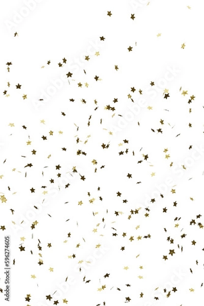 Fototapeta Gold confetti in shape of stars. Isolated, cut out. 3d rendering
