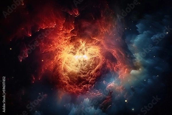 Obraz The birth of a star in space, the birth and expansion of space, gas dust clouds of the nebula.