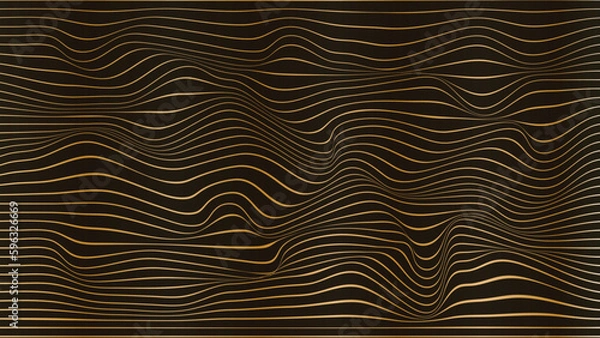 Obraz Wavy gold stripes abstract screen.