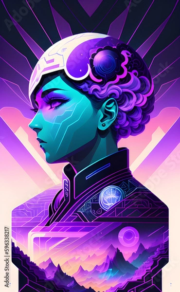 Obraz futuristic robot, futuristic woman, futuristic fantasy, by ai generative