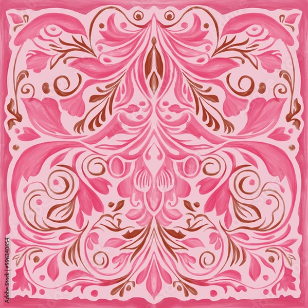 Obraz print design for handkerchief in pink