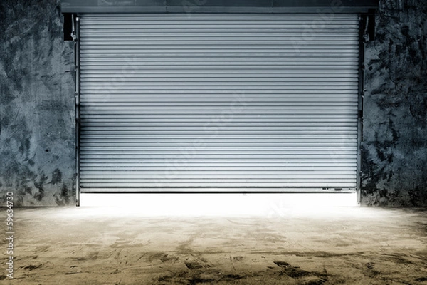 Fototapeta Building with roller shutter door