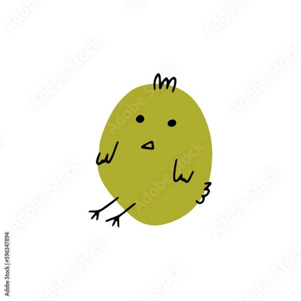 Fototapeta Chick. Cute little farm bird. Funny easter animal. Kids vector illustration.