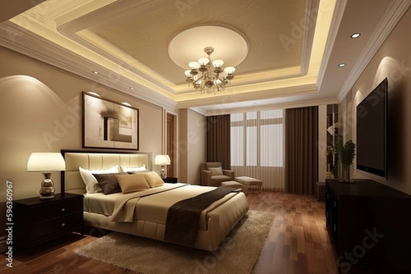 Fototapeta  Bedroom Interior 3D Rendering 