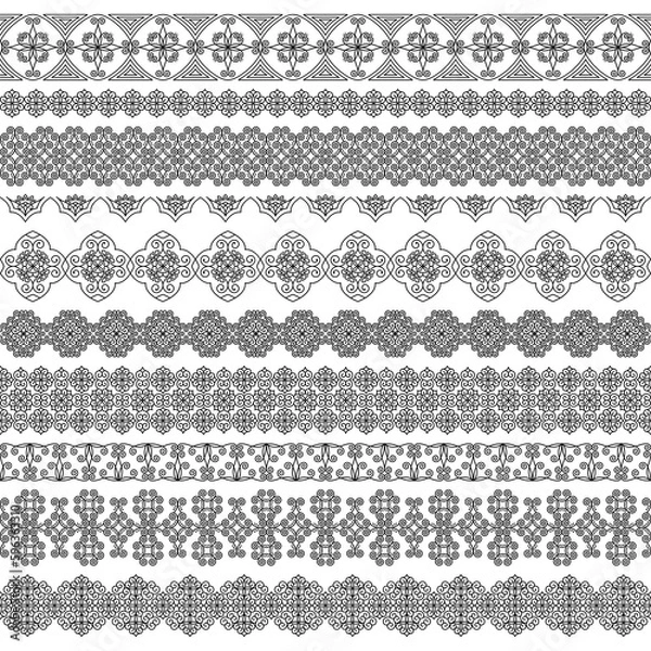 Fototapeta Set of vector brushes with traditional oriental ornament. Brushes included in the file