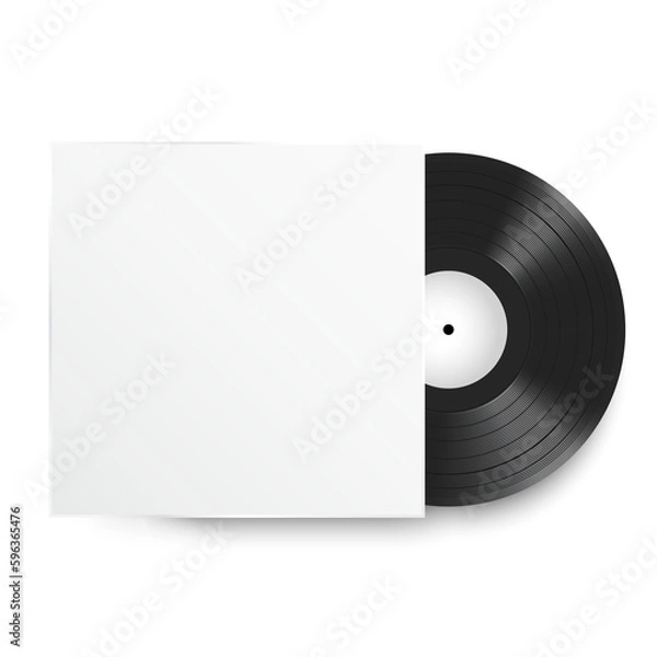 Obraz Realistic Vinyl Record with Cover Mockup. Front view
