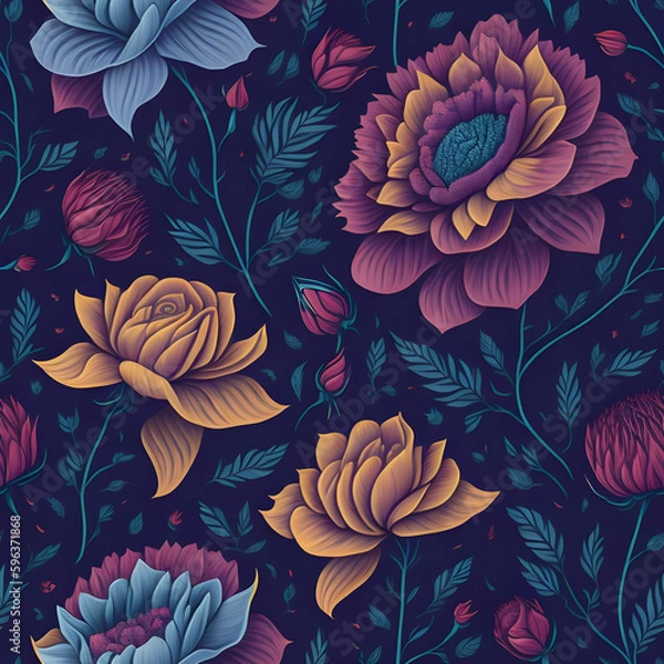 Fototapeta beautiful colorful flower patterns Generative AI