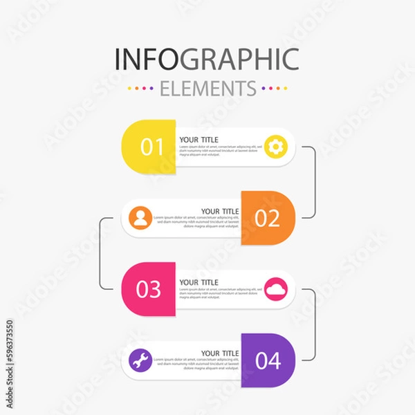 Fototapeta Modern text box infographics elements for use in business, present team work etc. Infographics elements with 4 colors.