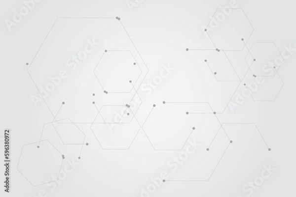 Obraz  Technology connection digital data and big data concept. Abstract lines and dots connect background vector