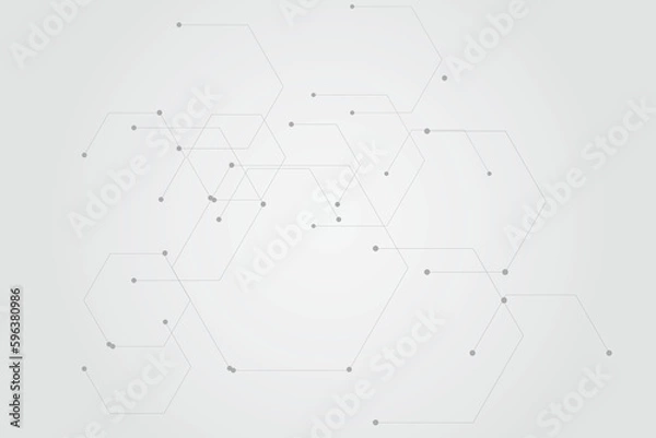 Fototapeta  Technology connection digital data and big data concept. Abstract lines and dots connect background vector