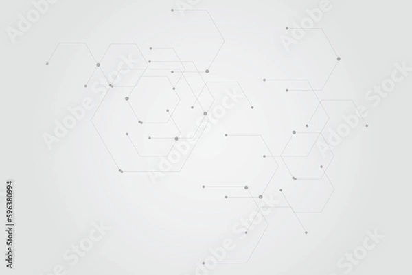 Fototapeta  Technology connection digital data and big data concept. Abstract lines and dots connect background vector