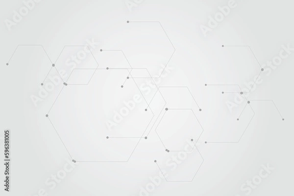 Fototapeta  Technology connection digital data and big data concept. Abstract lines and dots connect background vector