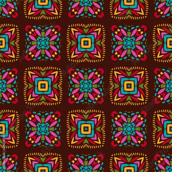 Obraz Embroidery colorful simplified ethnic  pattern . Vector  traditional folk elements   for design. boho chic, strips ornament 