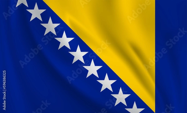 Fototapeta Bosnia and Herzegovina flag waving in the wind. 3D rendering vector illustration EPS10.	
