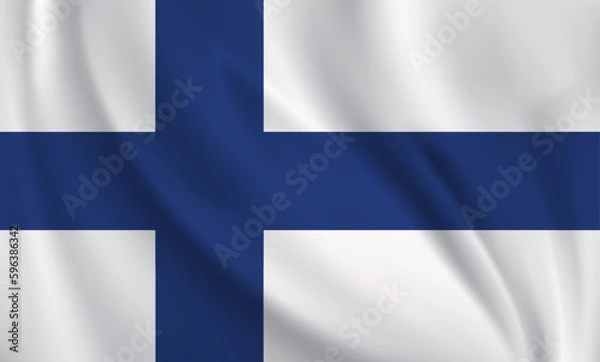 Fototapeta Finland flag waving in the wind. 3D rendering vector illustration EPS10.	
