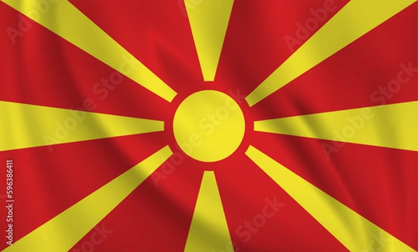 Fototapeta North Macedonia flag waving in the wind. 3D rendering vector illustration EPS10.	
