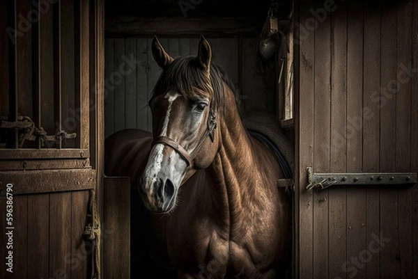 Fototapeta horse in stable made with generative ai