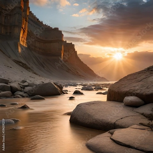 Fototapeta Sunrise on a forest  created with Generative AI technology