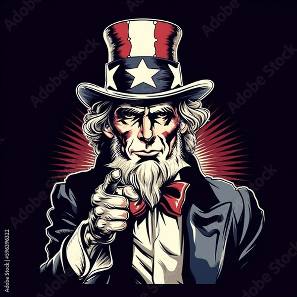 Fototapeta Portrait of Uncle Sam. Free U.S. symbol. AI generation..