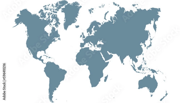 Fototapeta World map. Silhouette map. Color modern vector map.	
