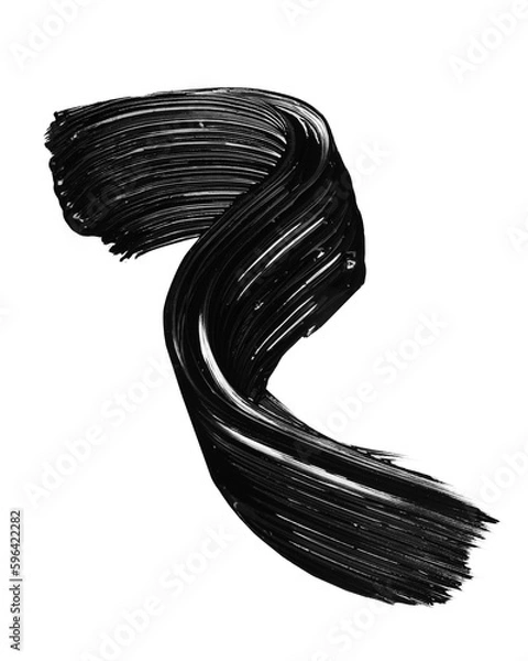 Obraz Smudged black mascara on transparent background. Cosmetic product swatch. Paint brush stroke