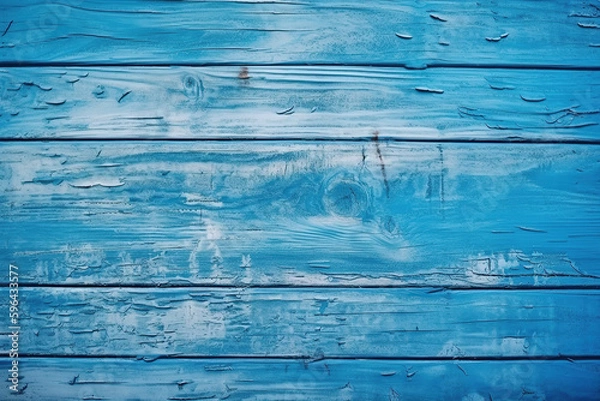 Fototapeta Blue Wood Paint Grunge Texture, Fancy Vintage Christmas background, created with Generative AI