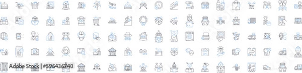 Fototapeta Learning institutions line icons collection. Schools, Universities, Academies, Institutes, Colleges, Polytechnics, Vocational vector and linear illustration. Generative AI
