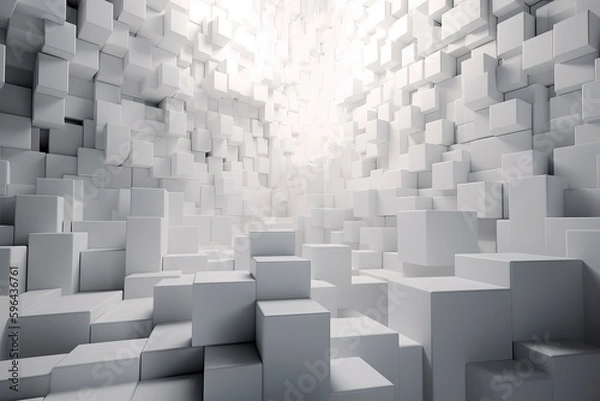 Fototapeta White 3D geometric square background created by Generative AI