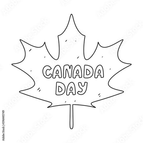 Obraz Canada day in hand drawn doodle style. Vector illustration isolated on white. Coloring page.