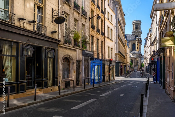 Obraz Cozy street in Paris, France. Cityscape of Paris. Architecture and landmarks of Paris