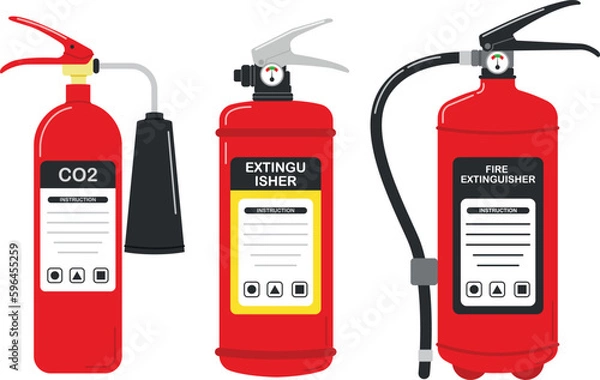 Obraz Various fire extinguishers, vector illustration