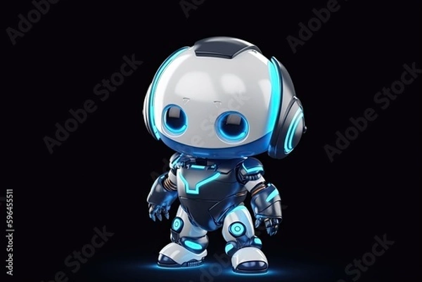 Fototapeta robot enjoying music in the darkness. Generative AI