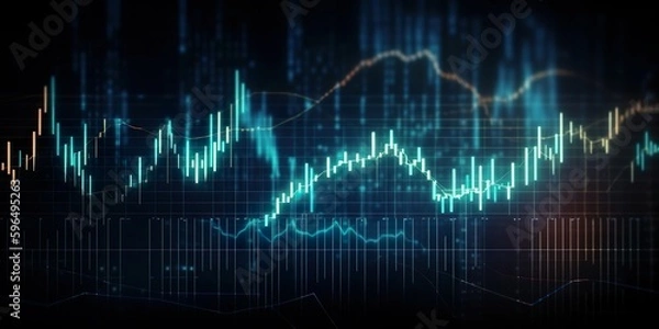 Obraz stock market chart lines financial graph on technology background Generative AI