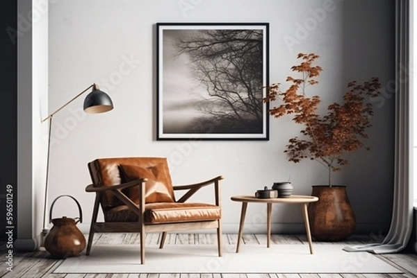 Fototapeta modern living room, poster mockup